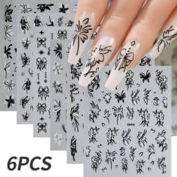 6pcs/set High Gloss Reflective Nail Sticker Gold Silver Aurora Wave Lines 3D Self-Adhesive Nail Art Decal Design Manicure Tool