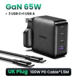 UGREEN UK Plug GaN 100W 65W Fast Charger QC 4.0 3.0 for Macbook Air Tablet iPhone 18 17 16 Pro Max Xiaomi USB Type C PD Charger