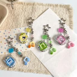 Tamagotchi Mametchi mimitchi Kuchipatchi cartoon note beaded keychain creative two-dimensional cute backpack decorative pendant