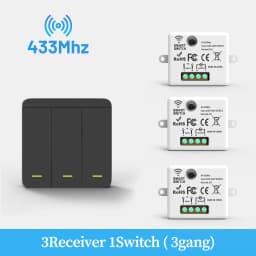 Wireless ON OFF Switch RF433 Module Remote Control Light Switch 1/2/3 Gang Wall Switch for Light Bulb Chandelier 10A 110V 220V