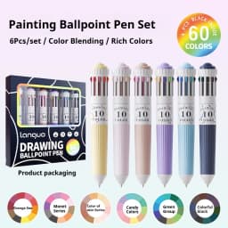 LANGUO Multicolor Pens 28/60/120 Colors 10-in-1 Colored Ballpoint Pen 0.8mm Fine Point Smooth Writing Retractable Ballpoint Pens