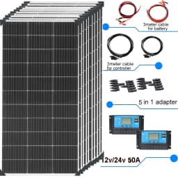 XINPUGUANG 18V Rigid Glass Solar Panel, Waterproof Monocrystalline PV Module, 120W~1200W Optional 1-10pcs, Solar Battery Charger
