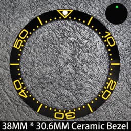 Sloping 38mm * 30.6mm Ceramic/Aluminum Blue Luminous Bezel GMT and Diving Watch Insert Fit for 40mm Watch Case Replacement Watch