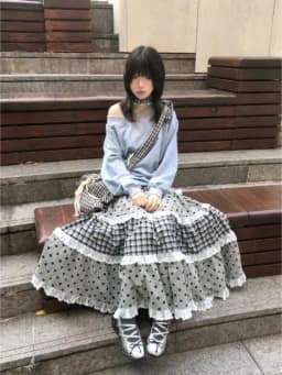 Plaid Wave Point Skirts Women Lace Patchwork Ruffles A-line Skirt for Women Harajuku All-match Falda Elegant Retro Sexy Mujer