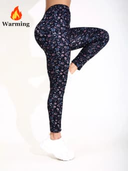Autumn Winter 1PACK Women's Small Floral Plush Thick Sexy Tight Legging Casual Sports Elegant Fitness Yoga Pants