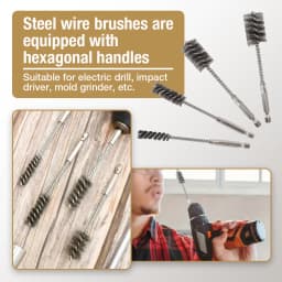 4/8PCS Stainless Steel Wire Brush Extended Cleaning Brush 1/4"Hex Shank Drill Bit Cleaning Brush Pipe Rust Removal Grinding Tool