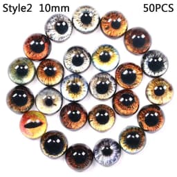 50Pcs Glass Eyes Cabochons Round 8MM-10MM Round Dome Dragon Eye Animal Eye For Craf DIY Jewelry Accessory MIX Pupil Eye Cameo