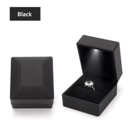 New in LED Light Jewelry Box Ring Earrings Earnail Pendant Organizer Imitation Leather Velvet Decorative Gold Frame Storage Box