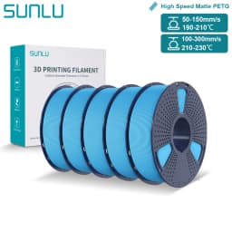 SUNLU High Speed Matte PETG Filament 1.75mm High Toughness Easy Print Fast 3D Printing Material Durable Smooth Finish 1KG Spool