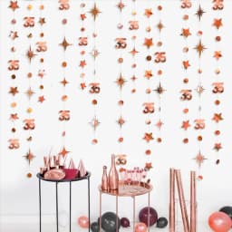 13Ft Rose Gold 14th 13th Birthday Party Decorations 18th Circle Dot Star Garlands Hanging Streamers for Sweet 16 Girls Supplies