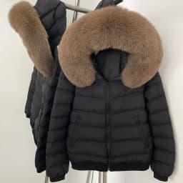OFTBUY Quilted Zipper Pockets Women Short Down Jacket Goose Down Coat with Real Fox Fur Hood New Winter Puffer Coat Female