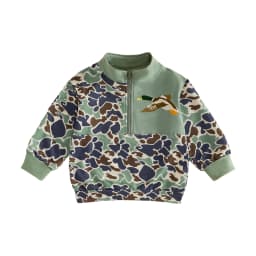 FOCUSNORM 1-6Y Little Kids Boys Pullover Sweatshirt Jacket Duck Embroidery Quarter Zipper Stand Collar Camouflage Tops
