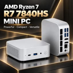 TOPC AMD Ryzen 7 7840HS Mini PC Radeon 780M DDR5 5600MHz Dual M.2 PCIe 4.0 Dual HDMI 1G LAN Mini Computer