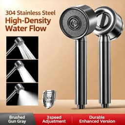 304 Stainless Steel High Pressure Filter Shower Head 3-Speed Large Flow Showerhead Shatter-Resistant Detachable for Bathroom