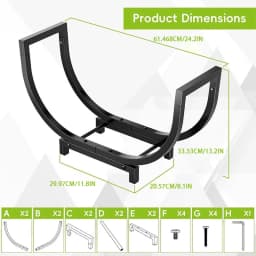 Steel Indoor Firewood Rack Multi-purpose Log Holder Rust Proof For Backyard Deck Fireplace Campfire Kindling Storage Tool