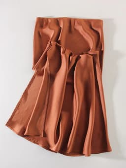 Streamgirl Maxi Solid Slit Skirts For Women Long Elegant Summer Office Champagne Satin Skirts Elastic Waist Women's Summer Skirt