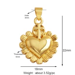 New in Sacred Red Heart Charm Victorian Love Zircon Charm Pendant,Fashion Wing 18K Gold Plated for Jewelry Making Supplies P04