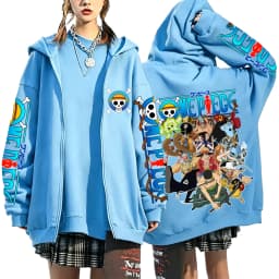 One Piece Luffy Zoro Sanji All Characters 2026 New Japanese Anime Fashion Y2K Casual Sportswear Men's Couple Style Zip Up Hoodie