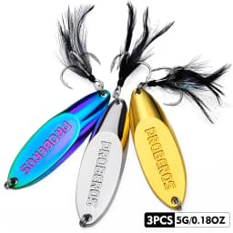 3pc Metal Sequin Bait with Strengthened Hooks and Bevel Sequins - Long Throw Spoon for Artificial Swimbait and Wobbling Action