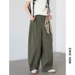 CHIC VEN Women Pants Casual Solid Loose Overalls High Waist Wide Leg Trousers Thin Female Sport Pant Spring Autumn New 2026