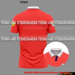 Men Red Retro Polo Collar Soccer Jersey 3D Print Short Sleeve T-shirt Breathable Football Training Tops Unisex Sports Streetw