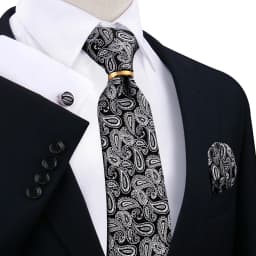 Necktie Ring For Men Luxury Tie Handkerchief Cufflinks With Gold Metal Ring Suit Paisley Red Tie For Wedding 8cm Man Accessories
