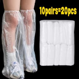 10/20pcs Disposable Shoe Covers Blue Transparent Plastic Outdoor Rainproof Thick Wear-resistant Waterproof Isolation Foot Covers