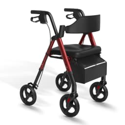 MaiDeSiTe Elderly Walker Foldable with Seat Durable Steel Frame 8-Inch Large Wheels for Mobility Aid