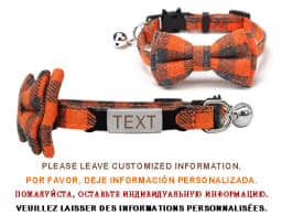 Personalized Cat Collar Name ID Bowknot Safety Breakaway Bow Tie Buckle Plaid Chihuahua Necklace Elastic Adjustable Dog Collar