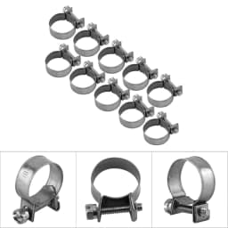 10Pcs Stainless Steel Mini Fuel Line Pipe Hose Clamp Clip 6mm‑20mm Optional Size Hose Clamp Pipe Clip Hose Fastener Hose Clips