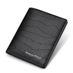 WILLIAMPOLO 100% Genuine Leather Wallet Men Crocodile Pattern Men Card Holder Wallet Real Cowhide Wallets For Man