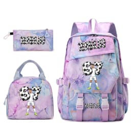 Cr7 Ronaldo 67 Print Student Backpack Set with Lunch Bag Pencil Case Teen Girls School Travel Daypack