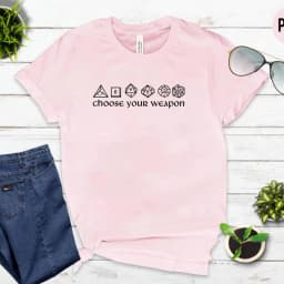Choose Your Weapon T-shirt Funny DnD Dice Shirt Board Games RPG Gaming Tees Unisex Short Sleeve Tshirt Vintage D&D DM Tops Tee
