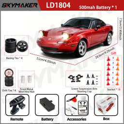 LDRC Upgraded LD1804 1:18 MX-5 RWD RC Drift Car Gyro Stabilization LED Headlight Funny Tongue 2.4G Remote Control Toy Car Gift