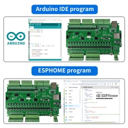 A16 ESP32 Development Programable Relay Board ESPhome Home Assistant Tasmota Arduino IDE RS485 I2C GPIO RF433Mhz Mosfet Output