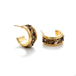 22K Gold Plated Shell Huggie Earrings with Cubic Zirconia Women's Luxury Hoop Earrings |Elegant Party Jewelry Daily Wear