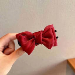 1/2/3pcs Solid Color Shiny Mesh Bow Hair Clip for Woman Fashion Girl Meatball Head Hair Clip Claw Hair Accessories