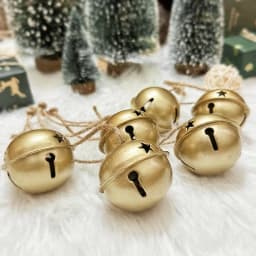 10pcs Golden Decorative Bells - Elegant Metal Christmas Tree Ornaments with Star, Perfect for Holiday Decor, Doorbells Pet Bells