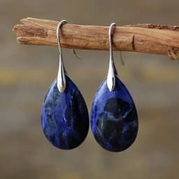 Trending Teardrop Sodalite Gold Plated Hoop Women Dangle Huggie Earrings Elegant Jewelry Gifts