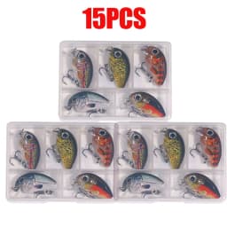 HENGJIA 5pcs 1.5g-2g 3cm Mini Crankbait Kit Artificial Wobblers Hard Bait Bass Trout Fishing Lure Tackle Pesca Peche Truite