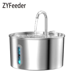 ZYFeeder 2.2L Automatic Cat Water Fountain Square Stainless Steel Bowl Pet Water Feeder Dog Water Fountain Silent(No 5V 1A Plug)