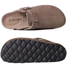 Evshine Women Suede Cork Slippers with Adjustbale Strap Comfy Arch Support Leather Mules Retro Men Potato Shoes Lady Cork Clogs