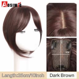 Long Straight Topper Hair Piece With Bangs Invisible Seamless Clip Overhead Toupee Invisible Replacement block Cover White Hair