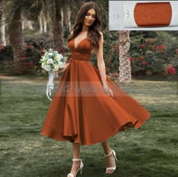Customized Short Wedding Dress Spaghetti Straps V Neck Sexy Wedding Gowns Satin A Line Tea Length Simple Bridal Dresses Midi