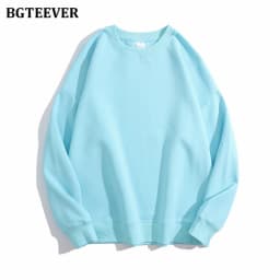 BGTEEVER Casual O-neck Loose Women Pullovers Spring Autumn Long Sleeve Basic Cotton Sweatshirts for Women