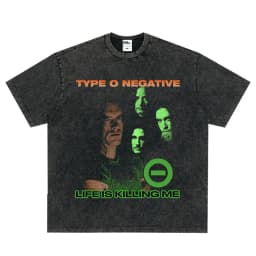 Rock Band Type O Negative The Green Man Vintage Washed T Shirt Gothic Metal Short Sleeve T-shirt Men's Vintage Hip Hop T Shirts