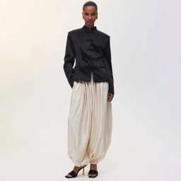 PUAL Luxury Satin Lantern Pants 2025 | High-Waisted Ruched Baggy Trousers | Elastic Cuff Harem Pants | Elegant Loose-Fit Women's