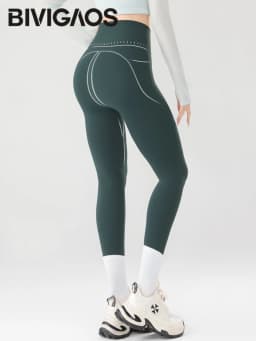 BIVIGAOS Spring Autumn Reflective Strip Side Pocket Yoga Leggings Women High Waist Hip Lift Sports Fitness Sharkskin Leggings