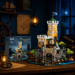 Pirate Harbour Medieval Castle Lighting Building Blocks Retro Street View Modular Assembly Model Bricks Collectible Creative Adult Gift 4975PCS