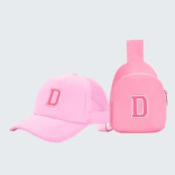 2pcs children's 26-letter printed truck driver hat and chest bag set, lightweight all-in-one visor, suitable for girls' daily